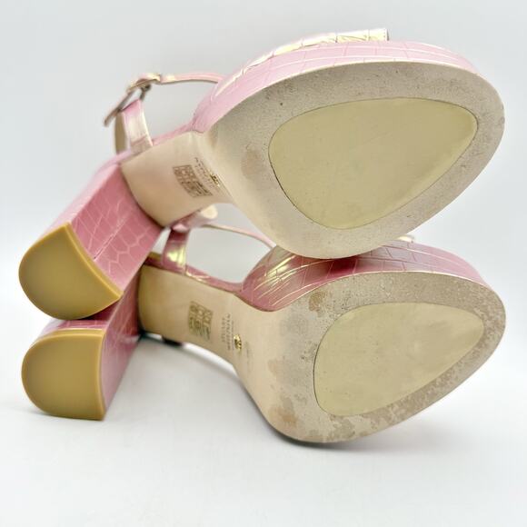 Stuart Weitzman Womens Ryder 95 Platform Heel Sandal US 9.5 Pink Leather EUC - Picture 12 of 14